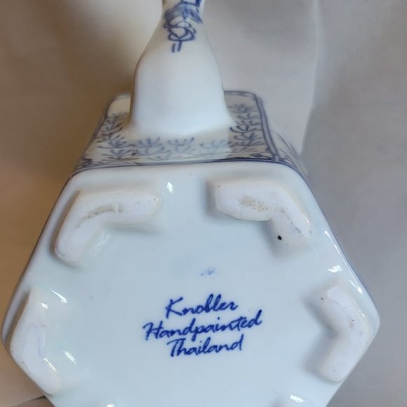 Antique Hexagon China Blue and White Porcelain Hand Painted Teapot - Picture 4 of 4